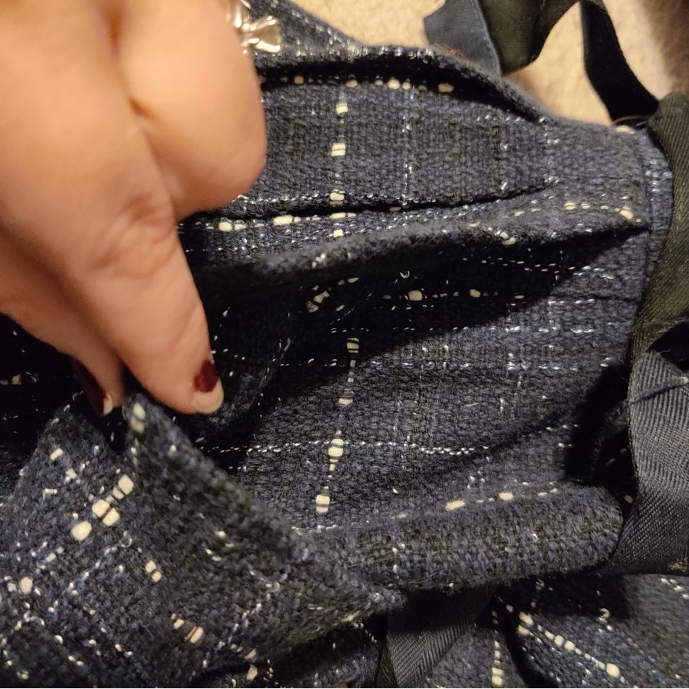 Nanette Lepore Maddalena Tweed Blue Blazer Belted Mermaid Asymmetric Size 4 Navy - Picture 10 of 10